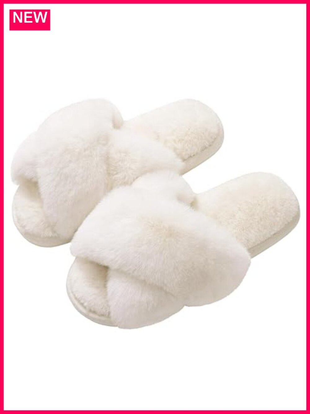 Memory Foam Fuzzy House Slippers - Faux Fur Cross Band Open Toe Indoor Slippers